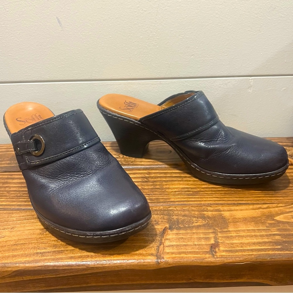 SOFFT | navy leather clogs/mules/slip-on shoes